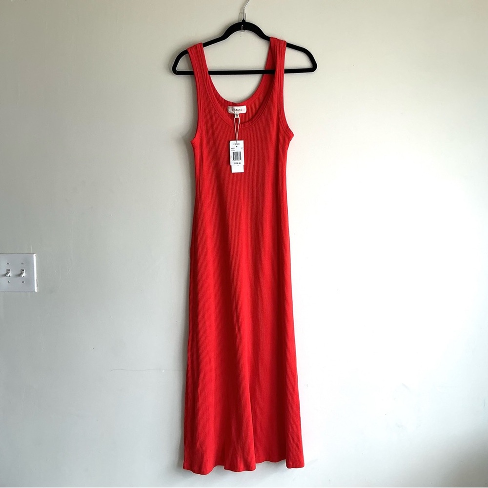 NEW AnthropologieL*SPACE Ribbed Tank Dress Red Maxi Bodycon Strechy Summer sz 10 - Picture 5 of 6